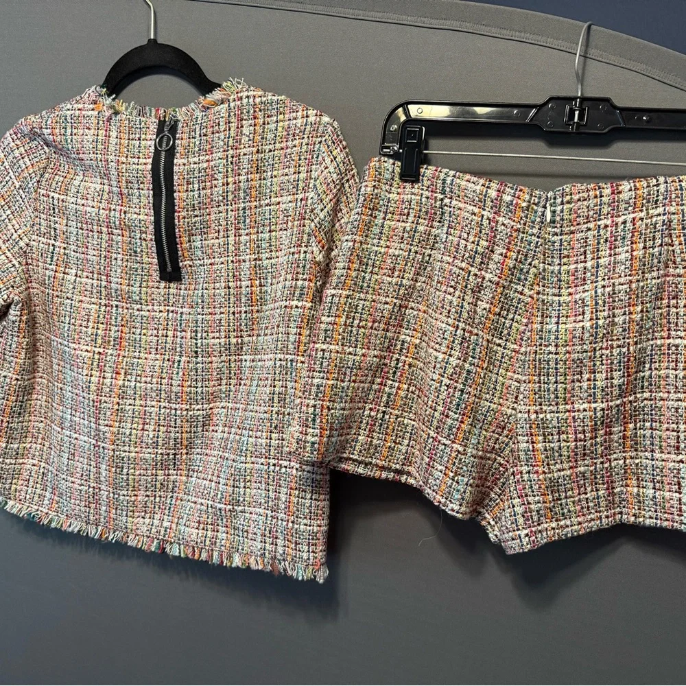 Zara Multi-Color Tweed Short Sleeve Top & Skort - Picture 6 of 12